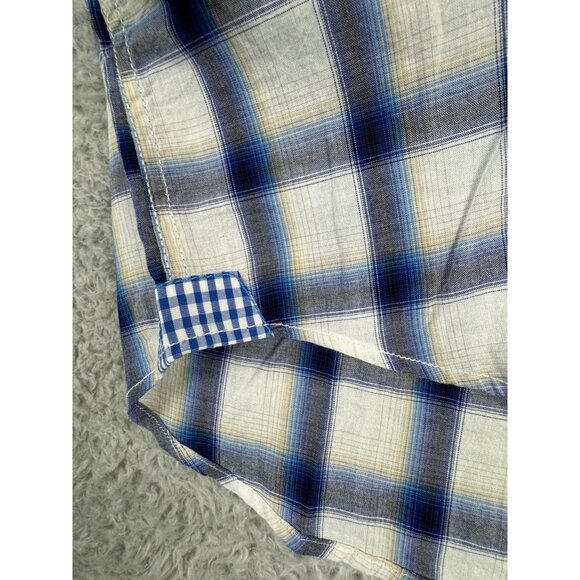 Ben Sherman Mens S Checkered Long Sleeve Shirt Western Cowboy Blue White NWT - Picture 4 of 14